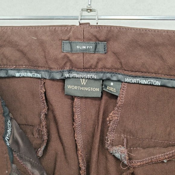 WORTHINGTON INDUSTRIES Pants Women's Canvas Slim Chino Stretch Brown 8 - Picture 8 of 12